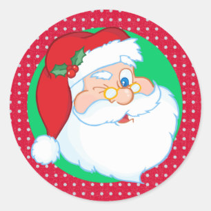 Winking Santa Claus Holiday Runder Aufkleber
