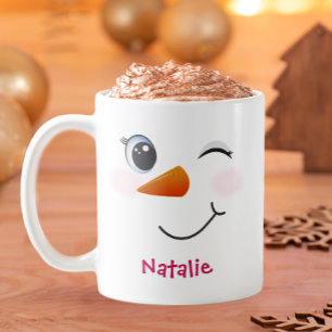 Winking Snowman Face Weihnachtsfeier Tasse
