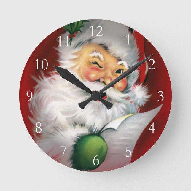 Winking Weihnachtsliste Runde Wanduhr (Vorderseite)