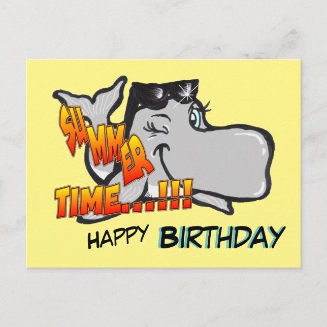 Winking Whale Happy Birthday Postcard Postkarte (Vorderseite)