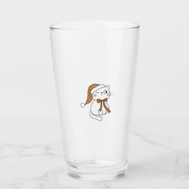 Winking Winter Cat Glas (Vorderseite)