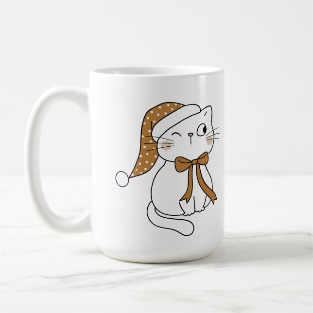Winking Winter Cat Kaffeetasse (Links)