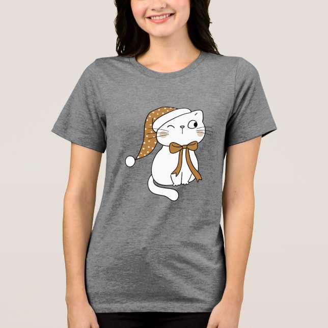 Winking Winter Cat Tri-Blend Shirt (Vorderseite)