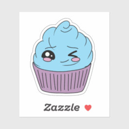 Winky Blaue Cupcake Aufkleber