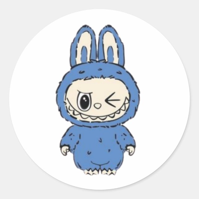 Winky Blue BunBite Runder Aufkleber (Vorderseite)