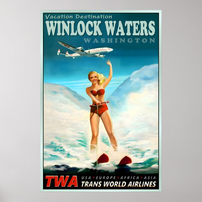 Winlock Waters Washington TWA Trans World Airlines Poster (Vorne)