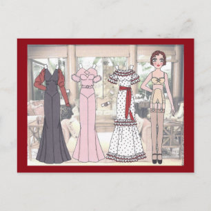 Winnie, Art Deco Lady Paper Doll von 1936 Postkarte