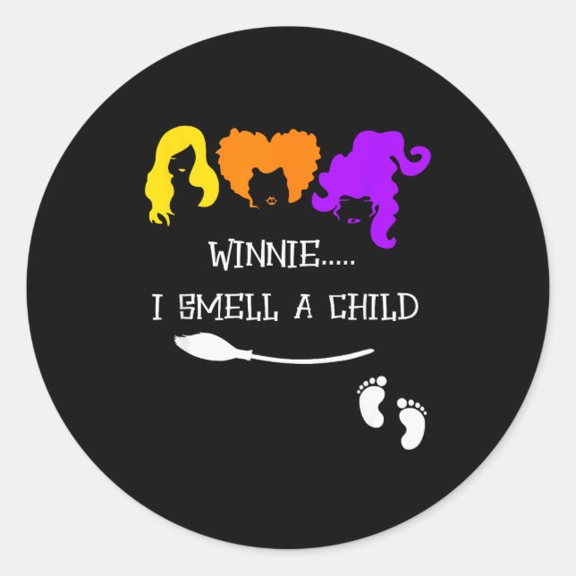 Winnie I Smell A Child Halloween Pregnancy Announc Runder Aufkleber (Vorderseite)