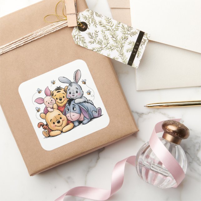 Winnie the Pooh Classic Quadratischer Aufkleber (Schenken)