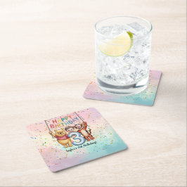 Winnie the Pooh | Happy Birthday Rechteckiger Pappuntersetzer