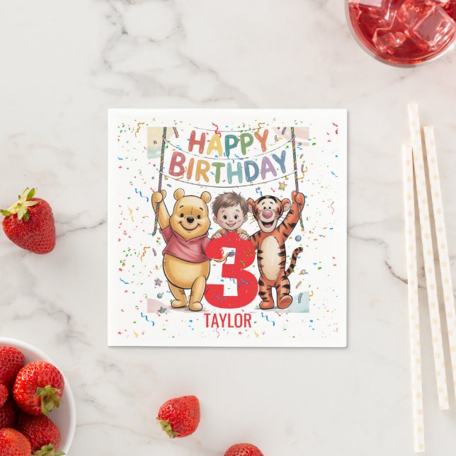 Winnie the Pooh | Happy Birthday Serviette (Beispiel)