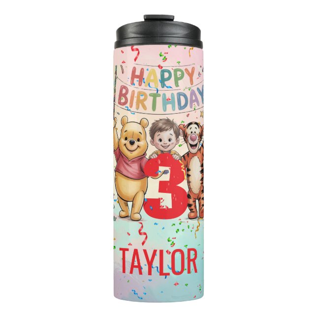 Winnie the Pooh | Happy Birthday Thermosbecher (Vorderseite)