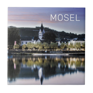 Winningen Moselle Sunset Panorama Deutschland Vint Fliese