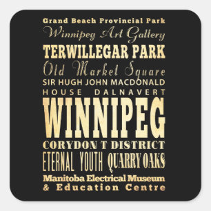Winnipeg City of Canada Typografie Art Quadratischer Aufkleber