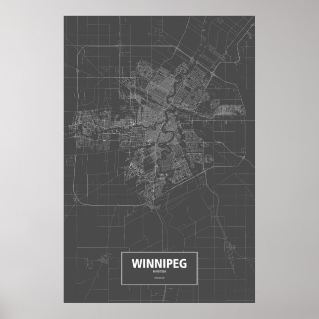 Winnipeg, Manitoba (weiß auf schwarz) Poster (Vorne)