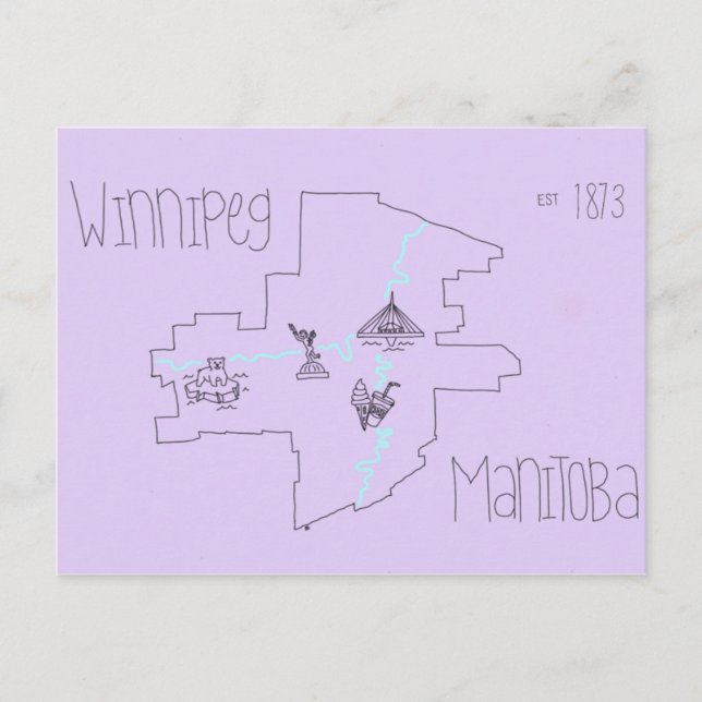 Winnipeg Map Postkarte (Vorderseite)