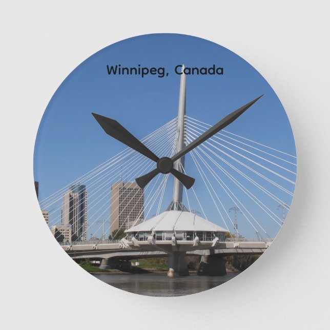 Winnipeg Provencher Bridge Runde Wanduhr (Vorderseite)