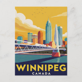 Winnipeg Skyline Kanada Vintage Kunst Postkarte