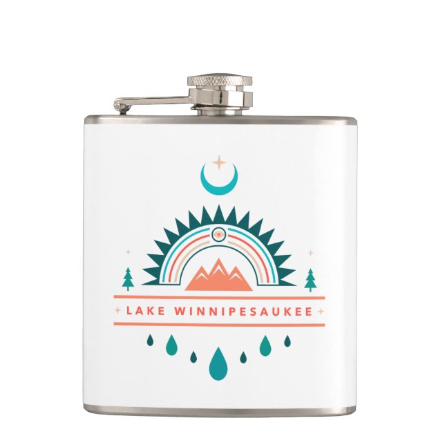 Winnipesaukee boho Regenbogenmond Flachmann (Vorderseite)