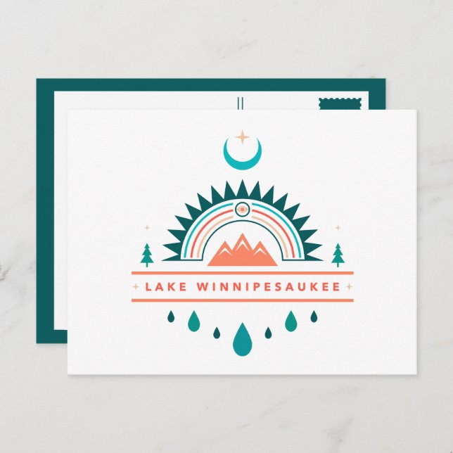 Winnipesaukee boho Regenbogenmond Postkarte (Vorne/Hinten)