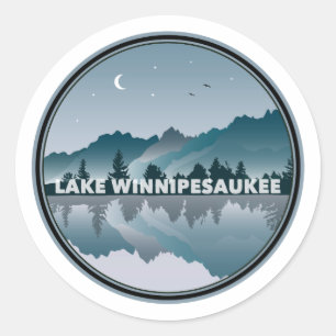 Winnipesaukee New Hampshire Reflektion Runder Aufkleber