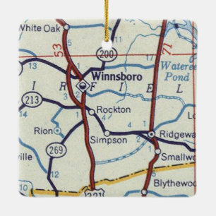 Winnsboro SC Vintage Karte Keramikornament