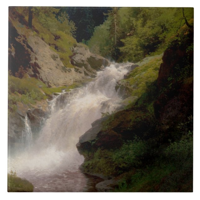 Winona Falls (US-Landschaft) (von Hermann Herzog) Fliese (Vorderseite)