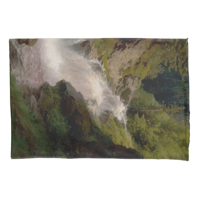 Winona Falls (US-Landschaft) (von Hermann Herzog) Kissenbezug (Vorderseite-Links)