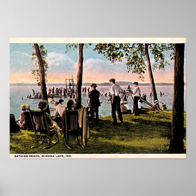 Winona Lake, Indiana Badestrand Poster (Vorne)