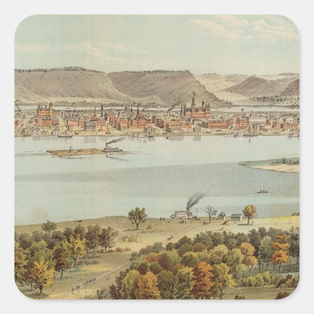 Winona, Minnesota Quadratischer Aufkleber (Vorderseite)