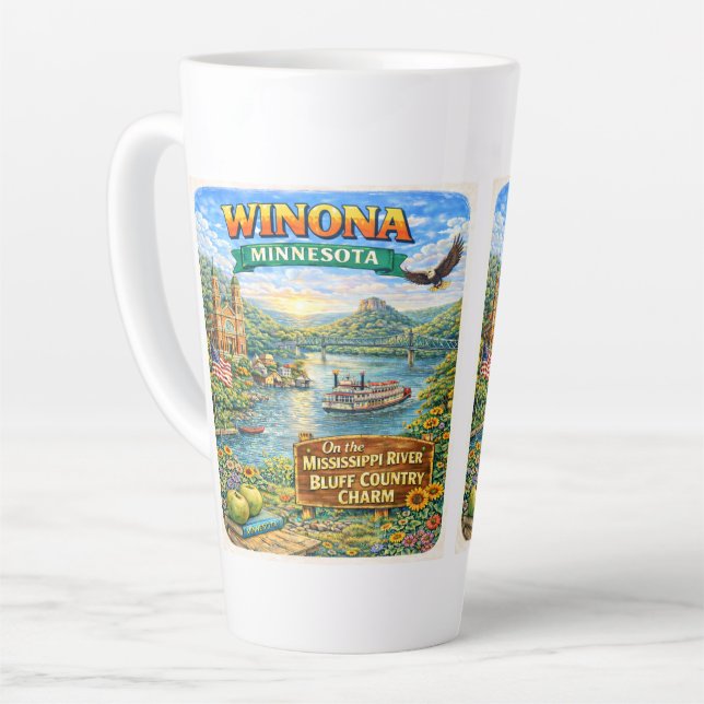 Winona, MN Minnesota Souvenir Gift Latte Mug Milchtasse (Linke Ecke)