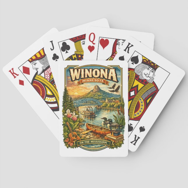 Winona, MN Minnesota Souvenir Gift Playing Cards Spielkarten (Rückseite)