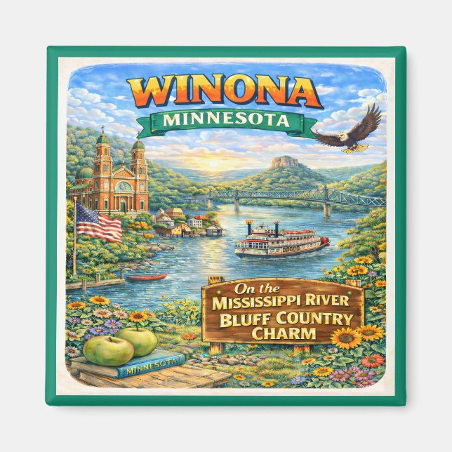 Winona, MN Minnesota Souvenir Magnet (Vorne)