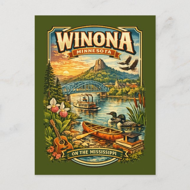 Winona, MN Minnesota Unique Personalized Postcard Postkarte (Vorderseite)
