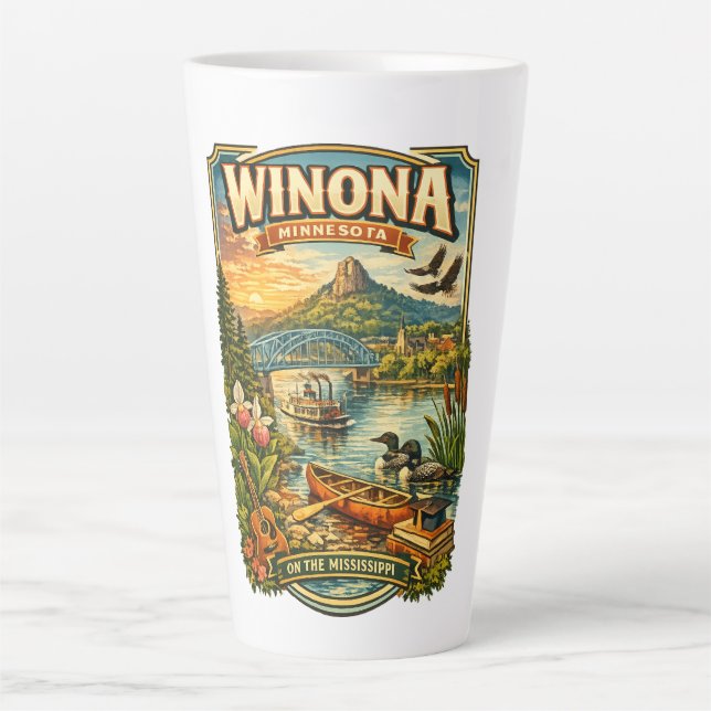 Winona, MN Minnesota Unique Souvenir Latte Mug Milchtasse (Vorderseite)