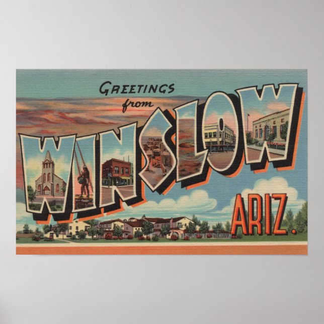 Winslow, Arizona - Große Buchstabenszenen Poster (Vorne)
