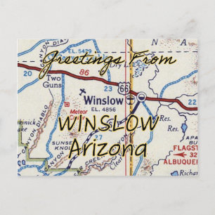 Winslow AZ Vintag Map Postkarte