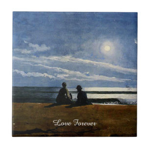 Winslow Homer Aquarell, Mondlicht, Liebe für immer Fliese