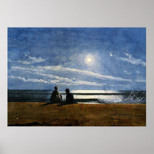 Winslow Homer Aquarell, Mondlicht Poster