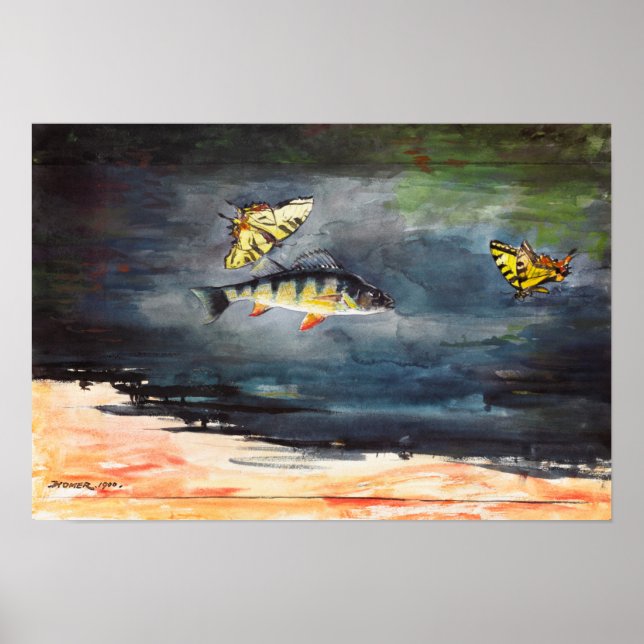 Winslow Homer art - Fische und Schmetterlinge Poster (Vorne)