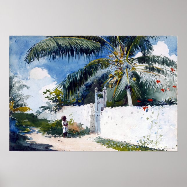 Winslow Homer Ein Garten in Nassau Poster (Vorne)