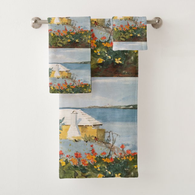 Winslow Homer Flower Garden und Bungalow Bermuda Badhandtuch Set (Insitu)
