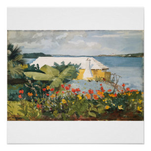 Winslow Homer Flower Garden und Bungalow Bermuda Poster