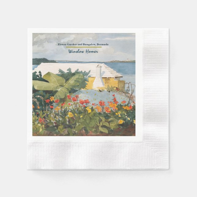 Winslow Homer Flower Garden und Bungalow Bermuda Serviette (Vorderseite)