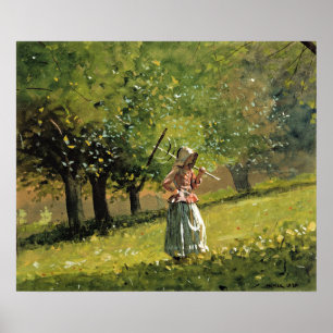Winslow-Homer-Gemälde, Mädchen mit Heurechen Poster