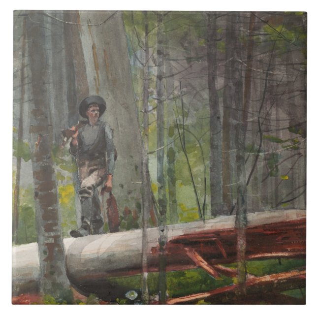 Winslow Homer - Jäger im Adirondacks Fliese (Vorderseite)