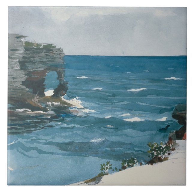 Winslow Homer - Rocky Shore, Bermuda Fliese (Vorderseite)