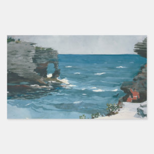 Winslow Homer - Rocky Shore, Bermuda Rechteckiger Aufkleber