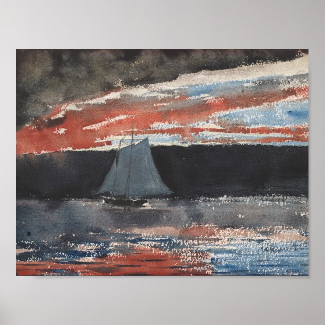 Winslow Homer - Schooner bei Sunset Poster (Vorne)