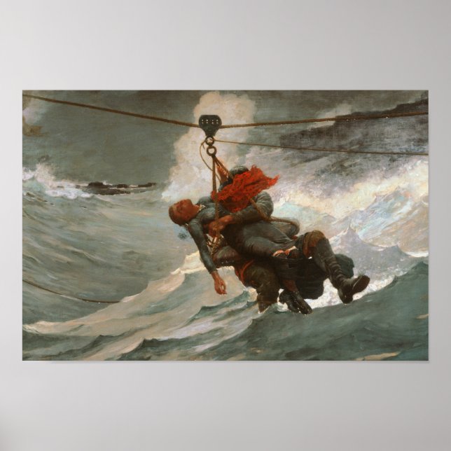 Winslow Homer - The Life Line Poster (Vorne)